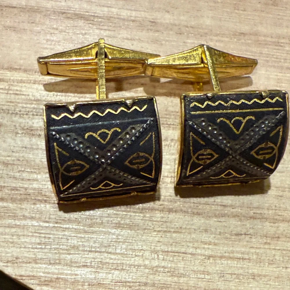 Gold and Black Tone Cufflinks